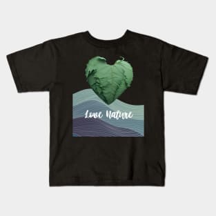 Love Nature No. 1: Green Valentine's Day on a Dark Background Kids T-Shirt